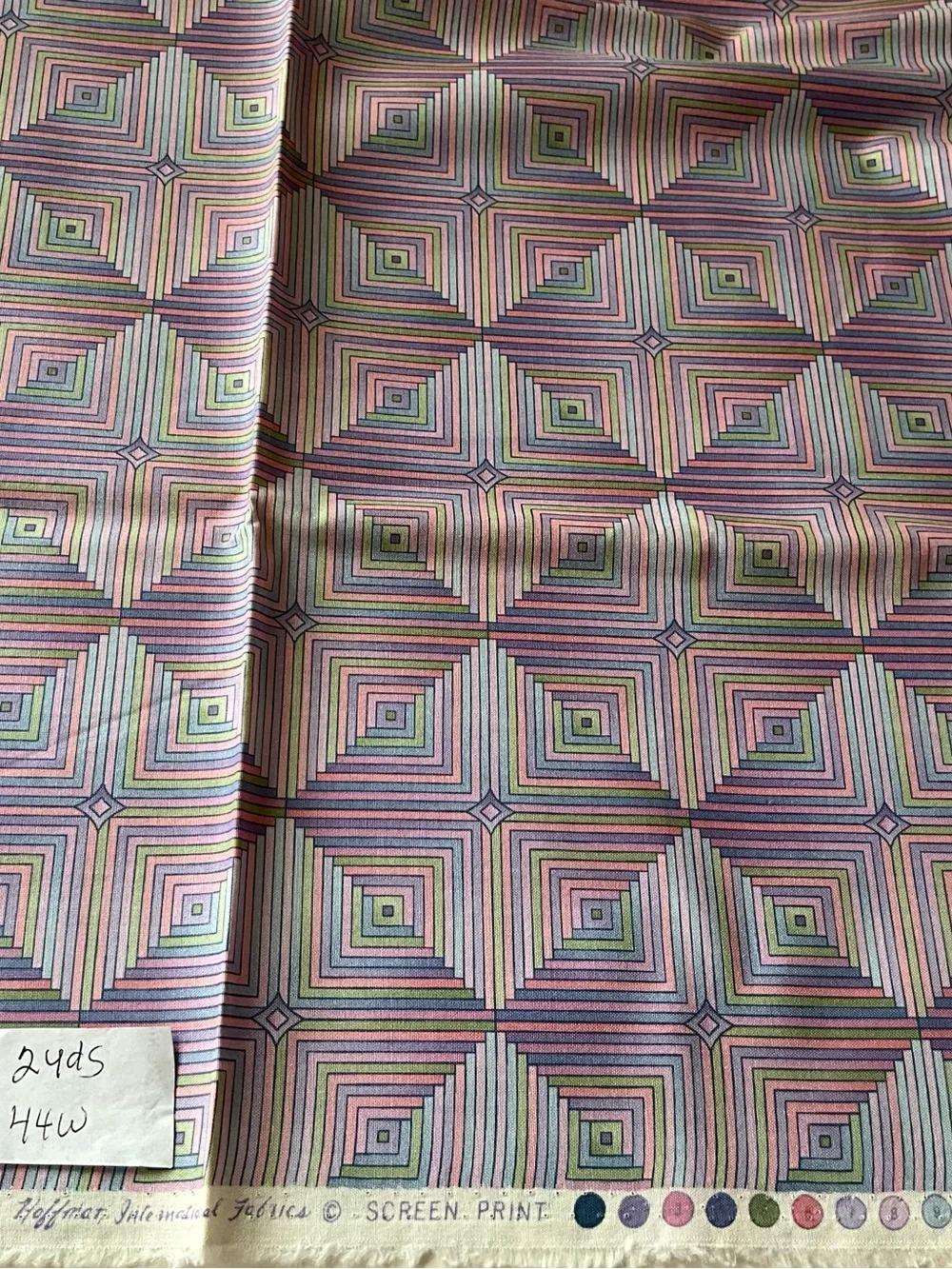 Quilting Sewing Fabric Lot Vibrant Groovy Colors Pink Blue Green Cotton Blend